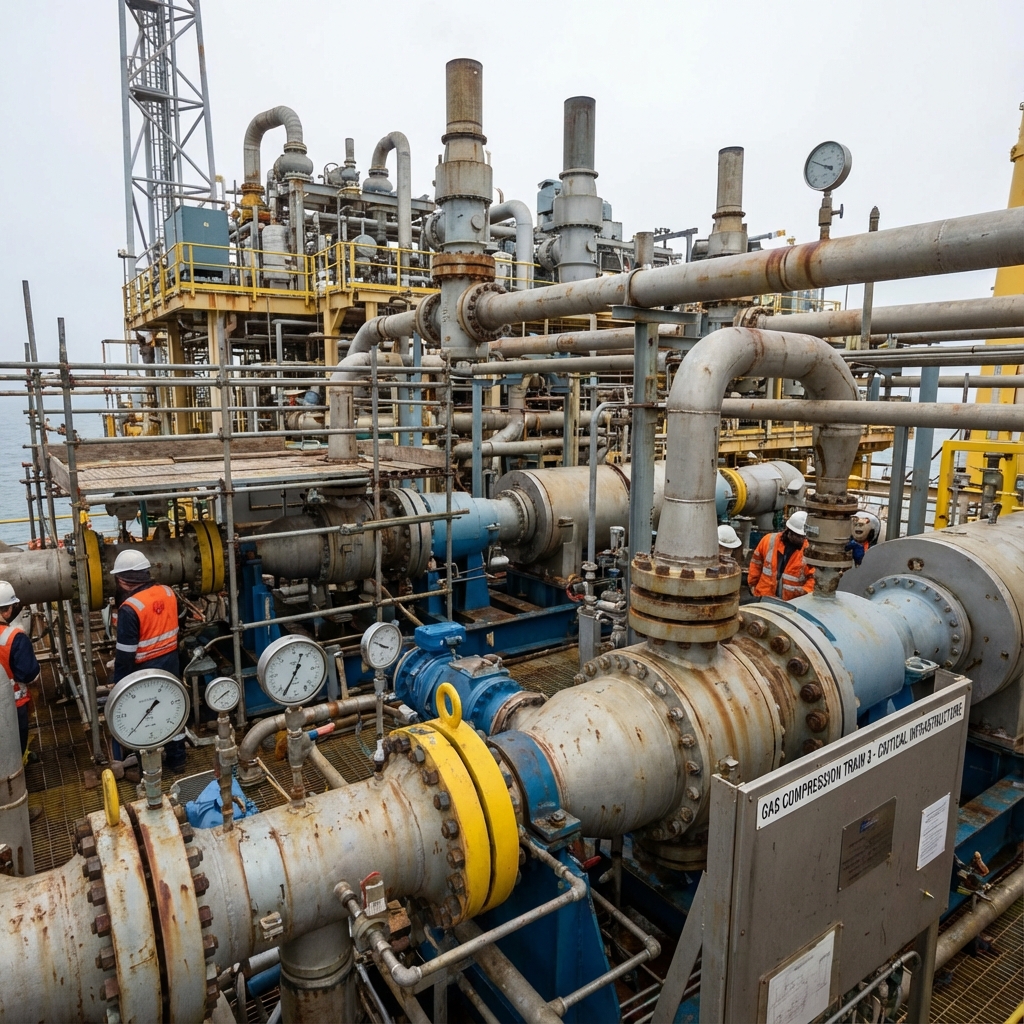 Offshore rig gas compression equipment